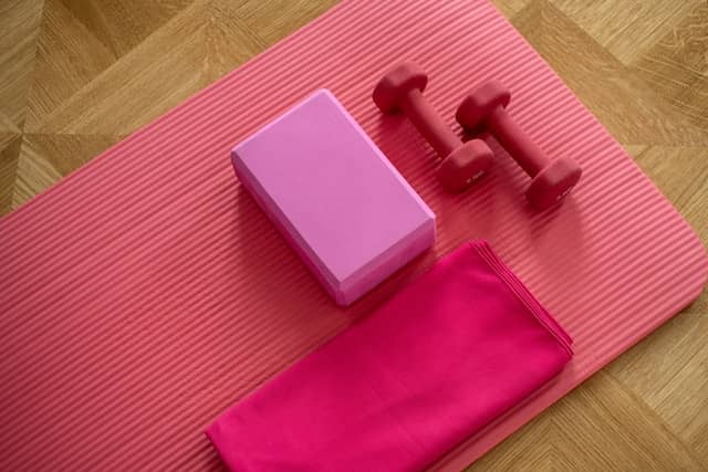 yoga mat and props